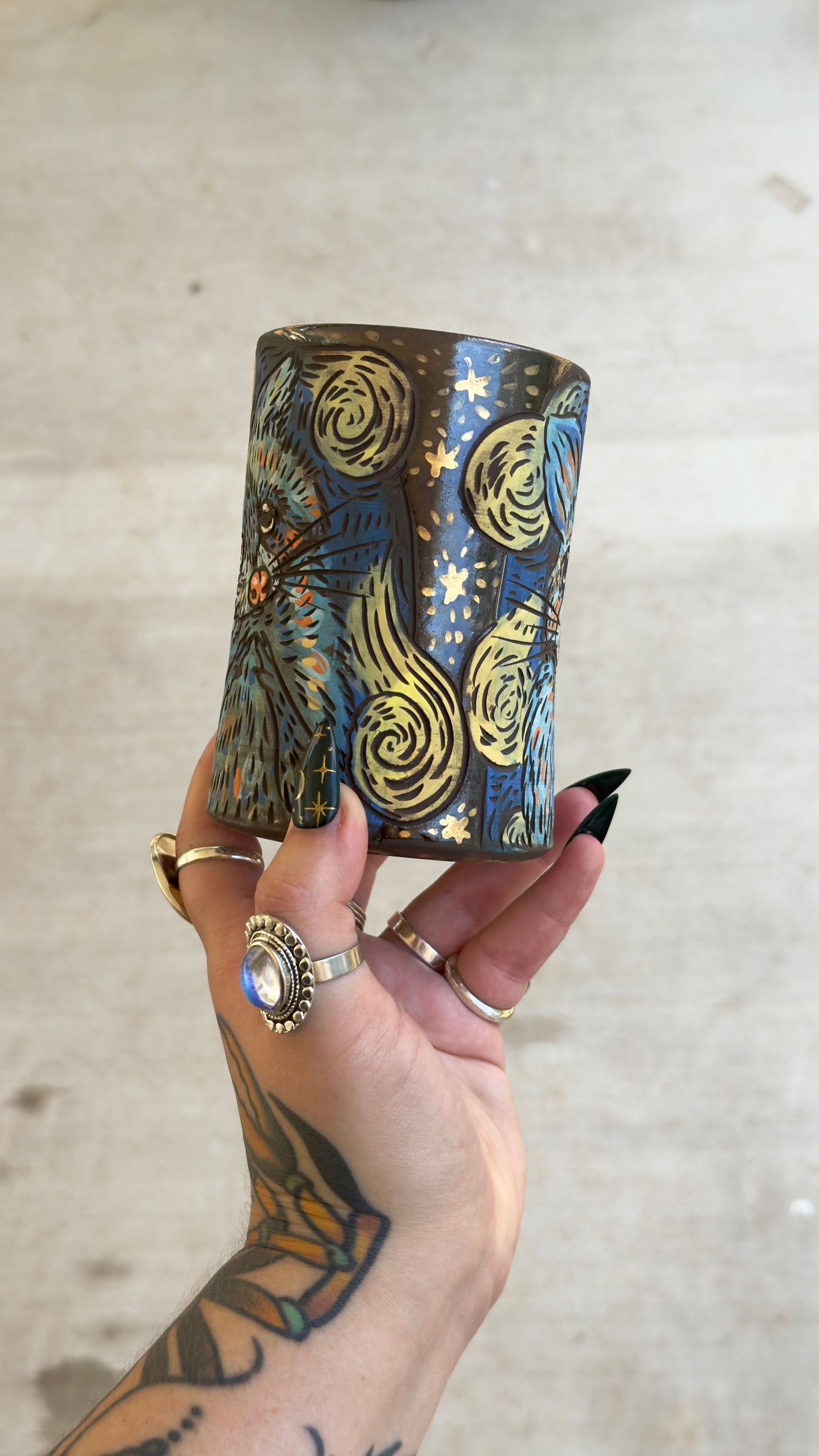 Starry Night Street Cats Mug