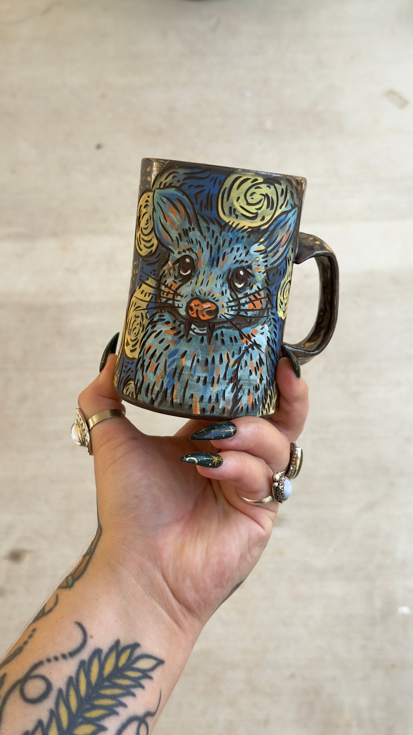 Starry Night Street Cats Mug
