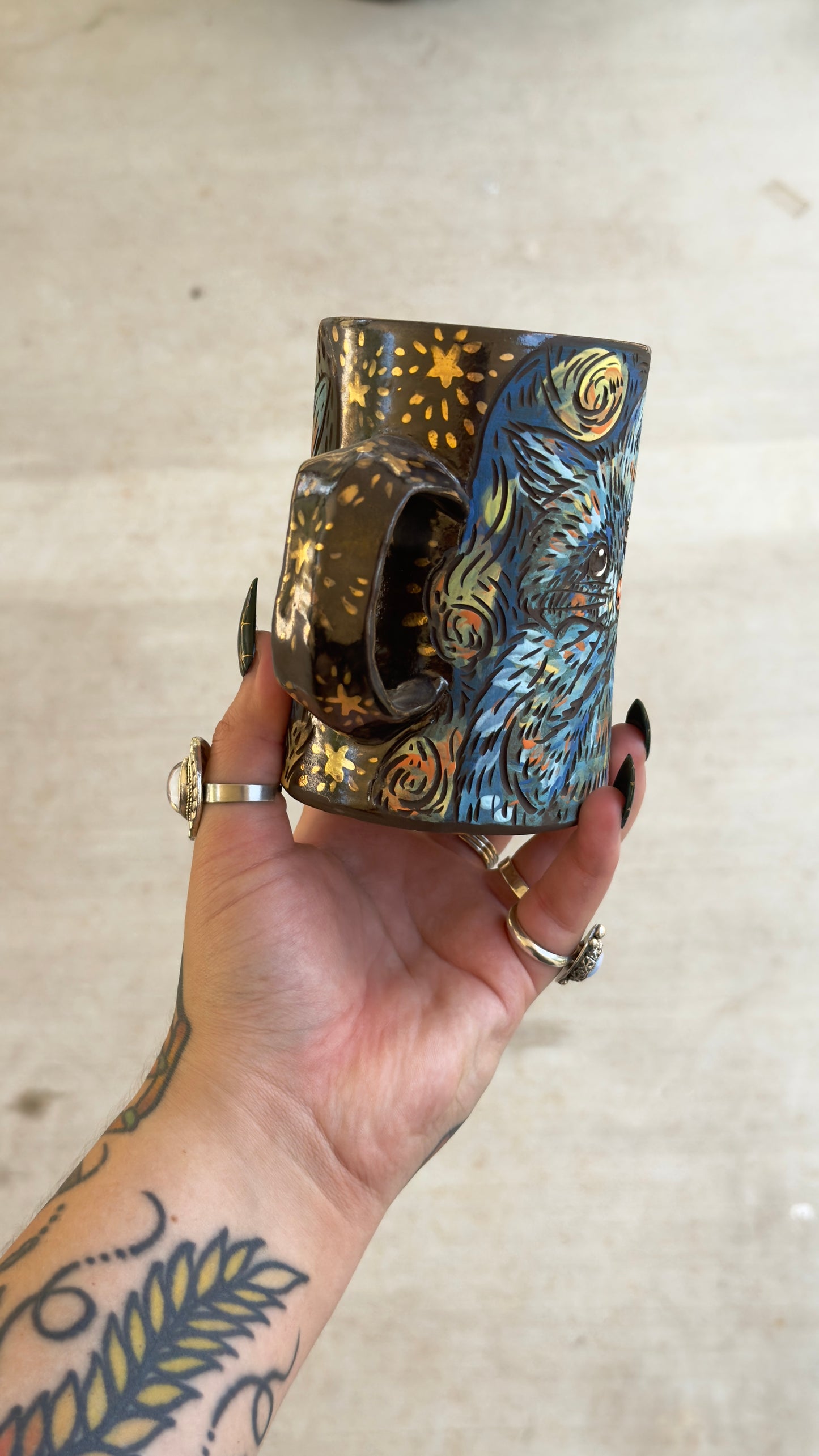 Starry Night Street Cats Mug