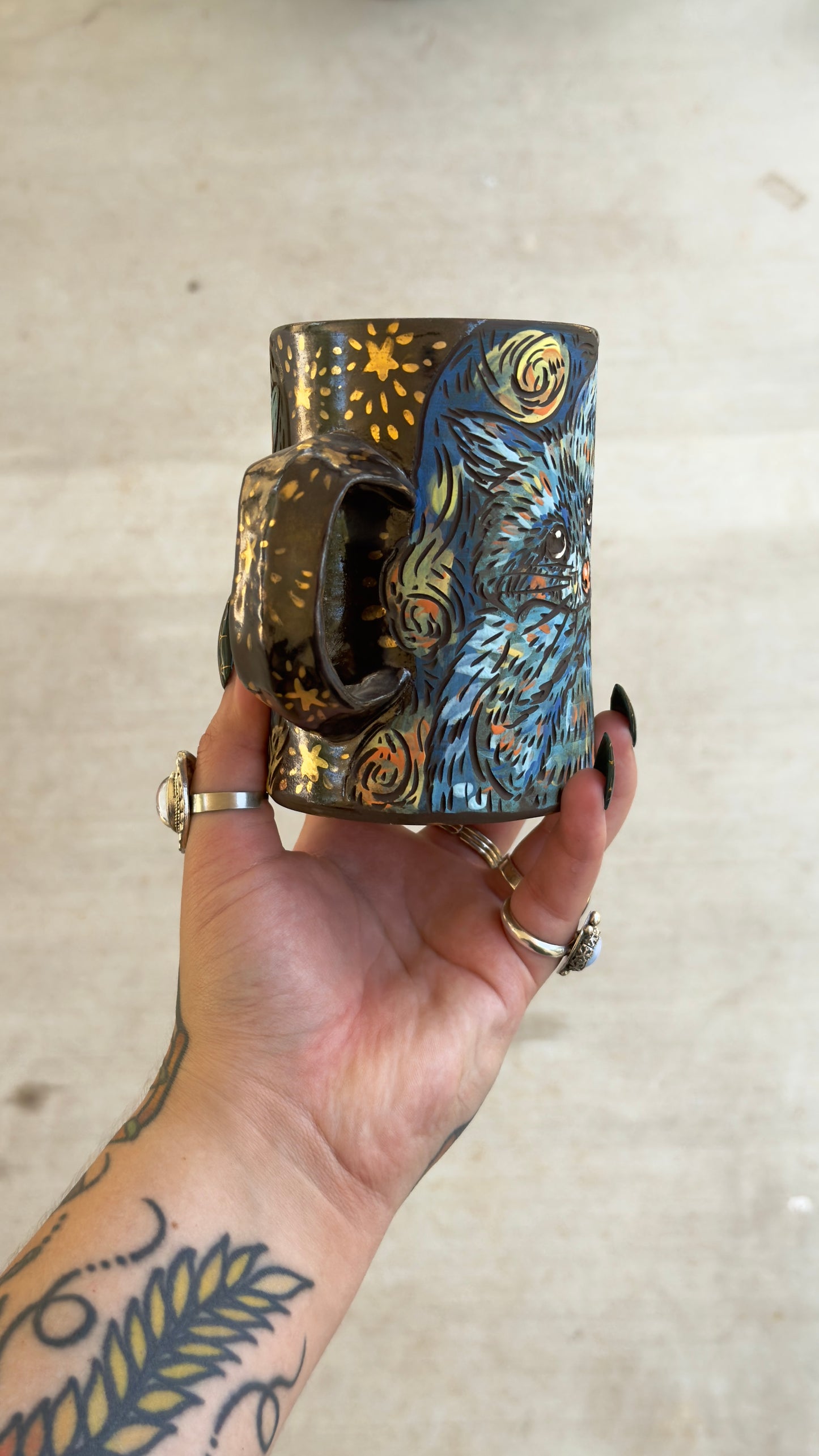 Starry Night Street Cats Mug