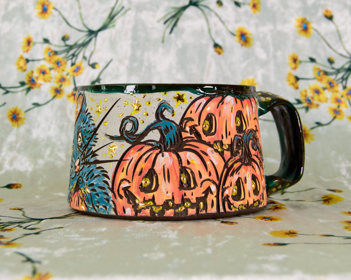 Pumpkin Patch Raccoon Mug