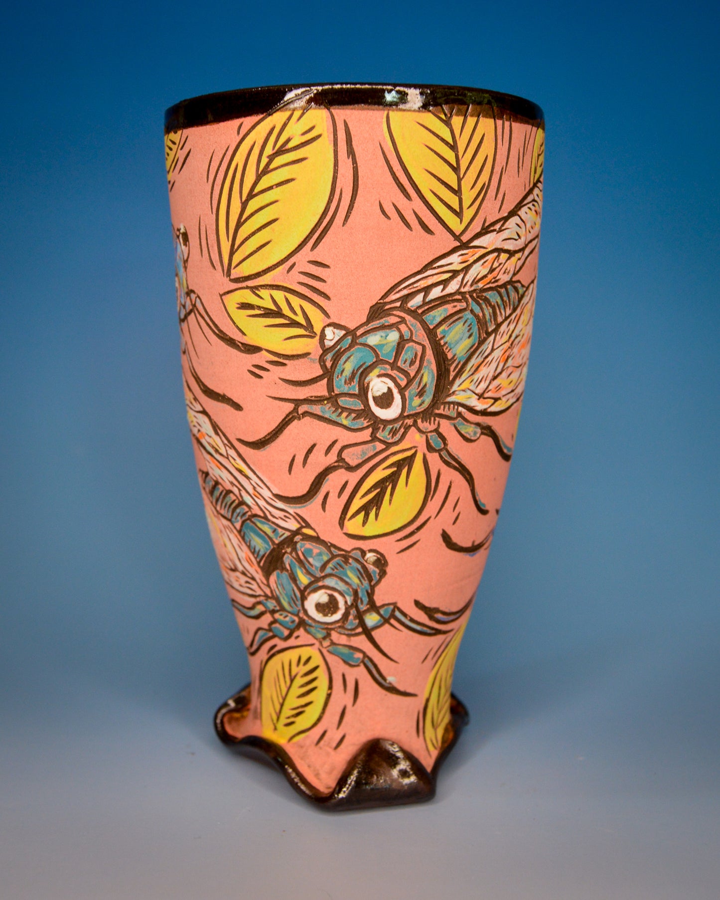 Pink Cicada Goblet 17oz - No Luster