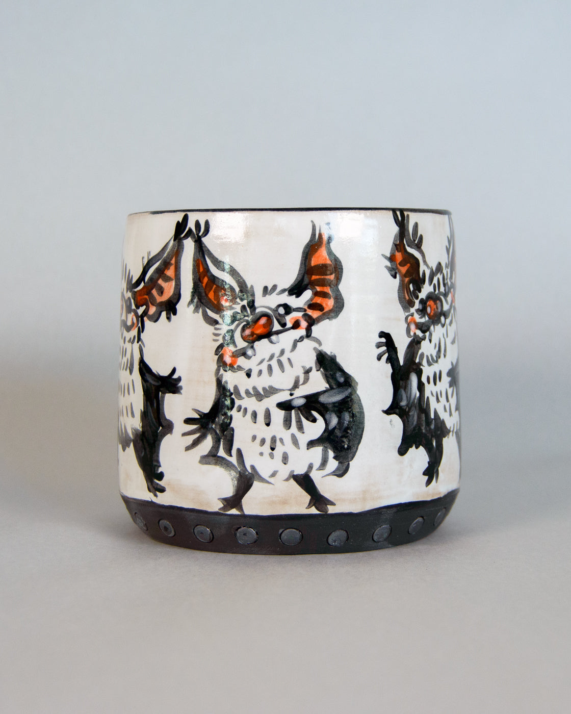 ceramic planter with bat design