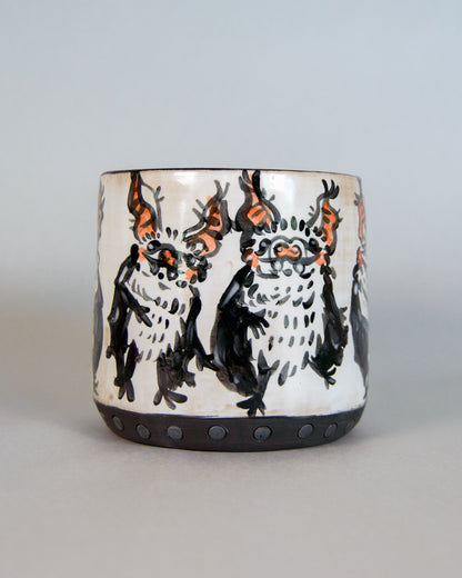 ceramic planter with bat design