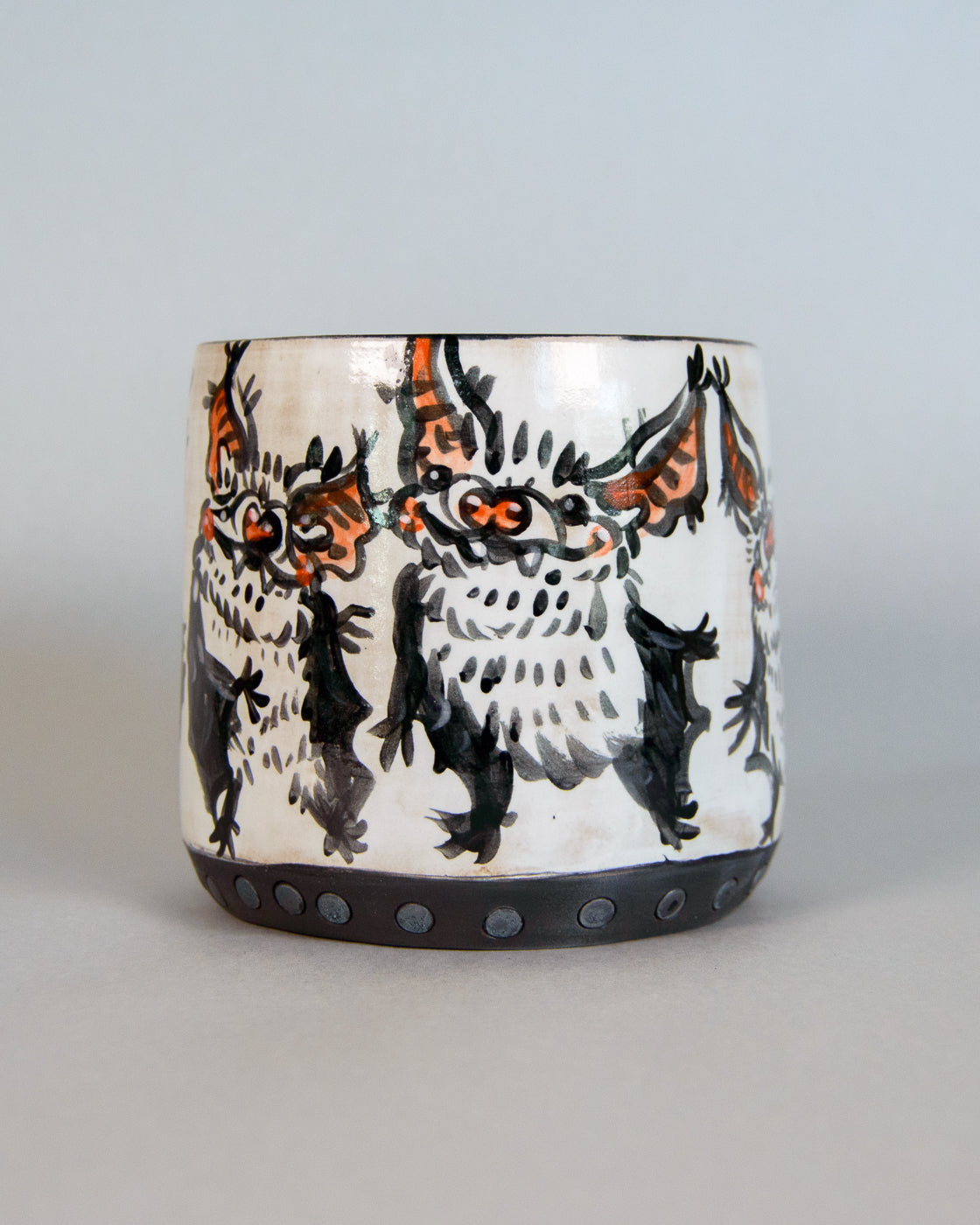 Ceramic planter with bat design
