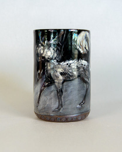 mug with a deer design on a white background