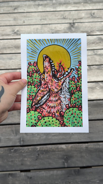 Coyotes in the Cacti Prints