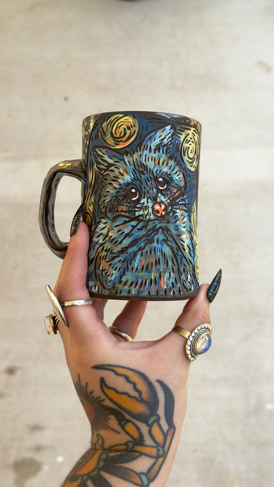 Starry Night Street Cats Mug